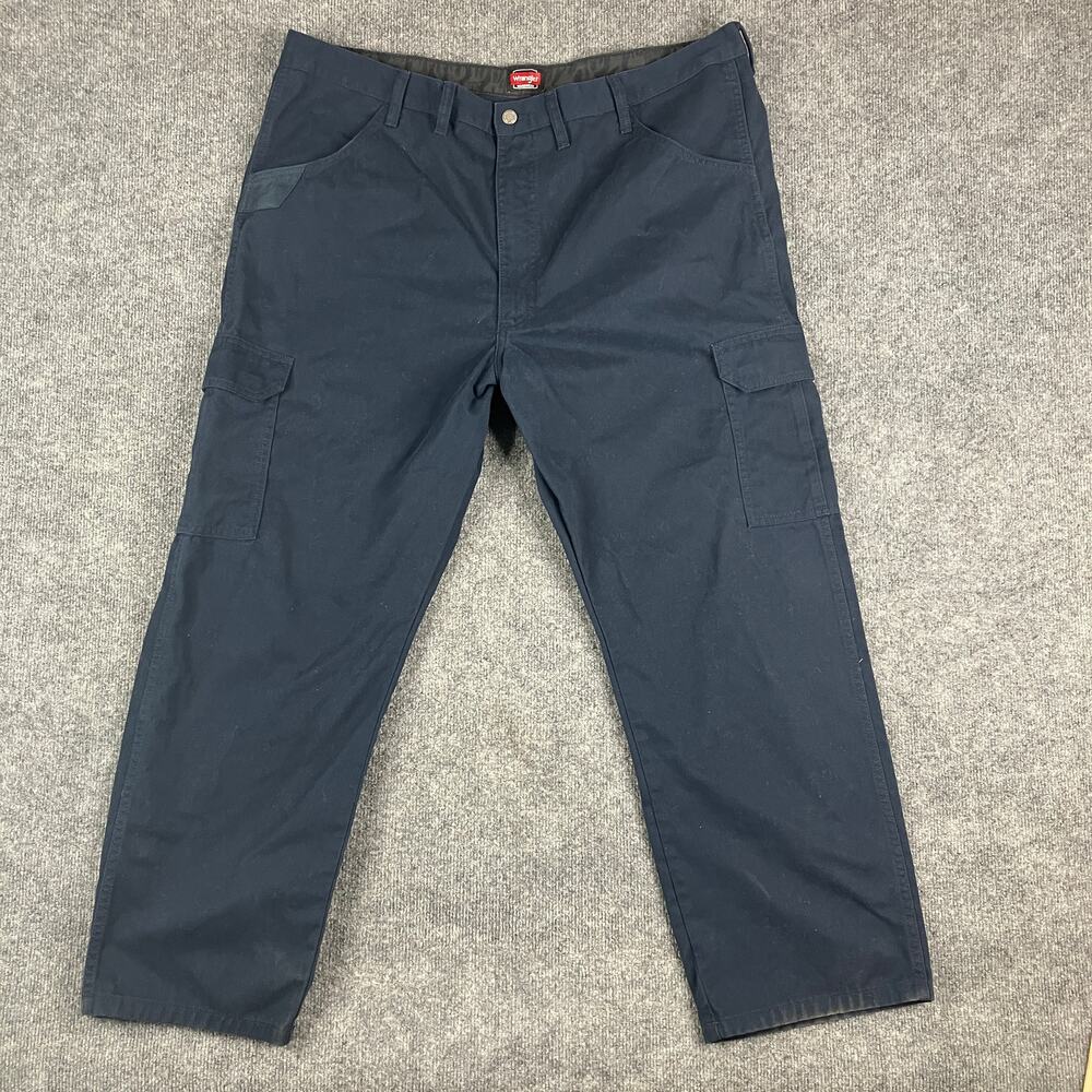 Wrangler Cargo Pants Mens Size 44x30 Navy Blue Workwear Utility‎ Straight Leg
